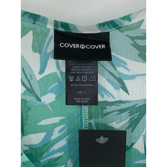 Cover 2 Cover Women's V-Neck Cover Up-Green Print Small - Picture 4 of 5
